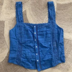 Free People Maggie Lace Top Blue Arrow